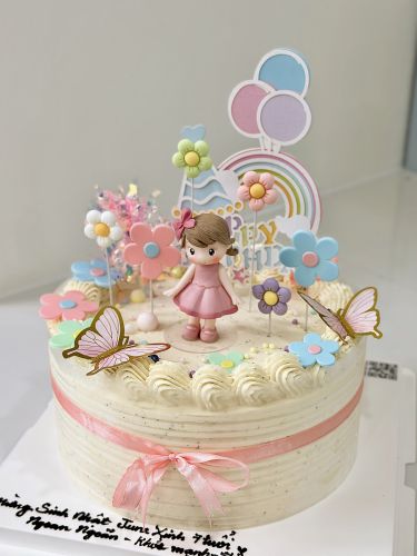 Bánh hồng trà xoài thạch cam sz 22 trang trí bé gái, Bánh Sinh Nhật Whipping, Bánh Sinh Nhật bé gái - Bánh Sinh Nhật Long Biên