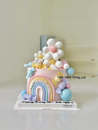 Bánh kẹo sz 14, Bánh Sinh Nhật Kẹo, Bánh Sinh Nhật hoa, Bánh Sinh Nhật bé gái, Bánh Sinh Nhật cầu vồng - Bánh Sinh Nhật Long Biên