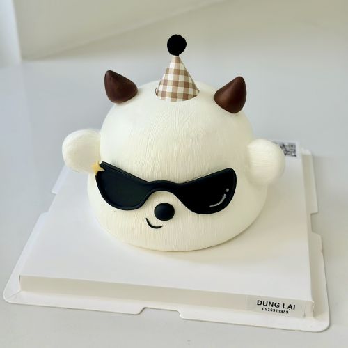 Bánh tạo hình gấu đeo kính sz 14, Bánh Sinh Nhật Gấu, Bánh Sinh Nhật tạo hình - Bánh Sinh Nhật Long Biên