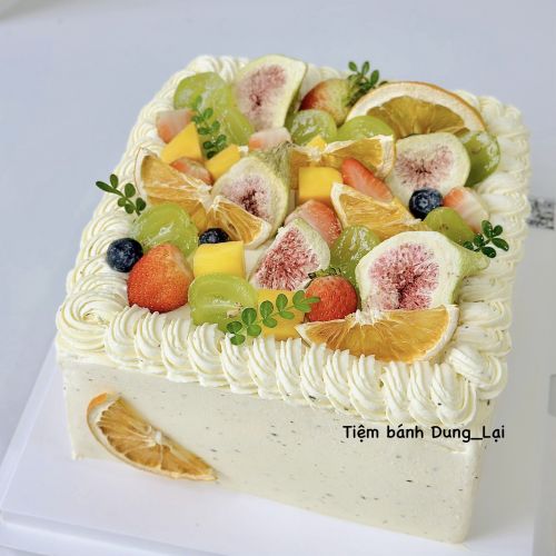 Bánh whipping vuông sz 20 olong xoài thạch dừa, Bánh Sinh Nhật Whipping - Bánh Sinh Nhật Long Biên