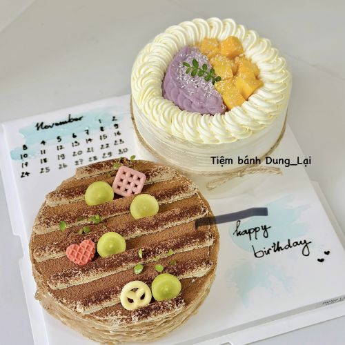 Set 2 bánh crepe tiramisu và lá dứa khoai môn dừa sz 16, Bánh Sinh Nhật Set bánh, Bánh Sinh Nhật crepe tỉeamisu, Bánh Sinh Nhật lá dứa khoai môn, Bánh Sinh Nhật whiping, Bánh Sinh Nhật set đôi - Bánh Sinh Nhật Long Biên