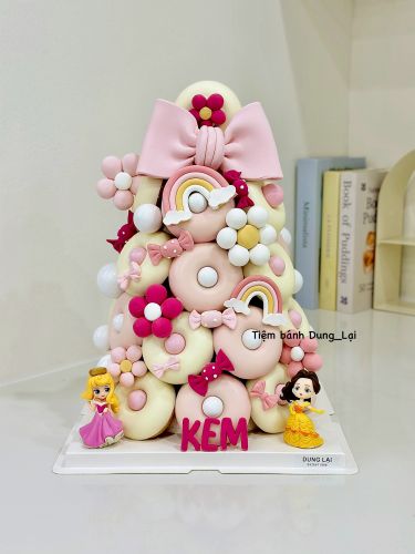 Tháp donut bé gái, Bánh Sinh Nhật Donut, Bánh Sinh Nhật bé gái, Bánh Sinh Nhật tháp bánh - Bánh Sinh Nhật Long Biên