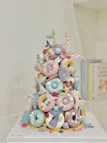 Tháp donut biển, Bánh Sinh Nhật Tháp donut, Bánh Sinh Nhật donut, Bánh Sinh Nhật nàng tiên cá, Bánh Sinh Nhật biển - Bánh Sinh Nhật Long Biên
