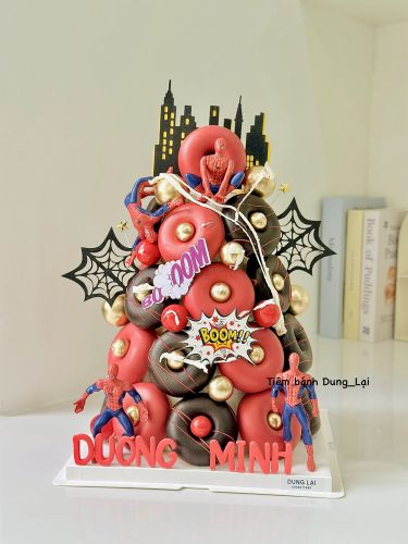 Tháp donut người nhện, Bánh Sinh Nhật Donut, Bánh Sinh Nhật tháp bánh, Bánh Sinh Nhật tháp donut, Bánh Sinh Nhật avengers - Bánh Sinh Nhật Long Biên
