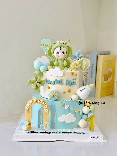 Bánh 2 tầng bé trai tuổi rồng 20-14, Bánh Sinh Nhật 2 tầng, Bánh Sinh Nhật bé trai, Bánh Sinh Nhật bánh tầng, Bánh Sinh Nhật rồng - Bánh Sinh Nhật Long Biên