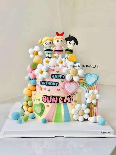 Bánh 2 tầng powerpuff girls, Bánh Sinh Nhật Powerpuff girls, Bánh Sinh Nhật bé gái, Bánh Sinh Nhật 2 tầng, Bánh Sinh Nhật bánh tầng - Bánh Sinh Nhật Long Biên