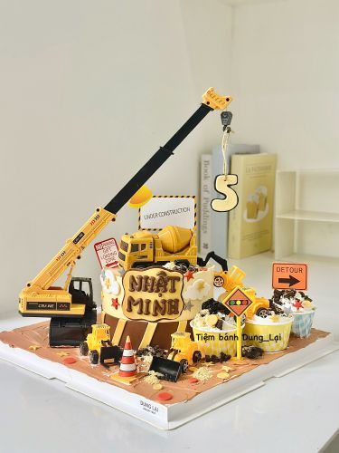 Bánh cần cẩu và cupcake, Bánh Sinh Nhật Cần cẩu, Bánh Sinh Nhật xe công trình, Bánh Sinh Nhật máy xúc, Bánh Sinh Nhật bé trai, Bánh Sinh Nhật ô tô - Bánh Sinh Nhật Long Biên