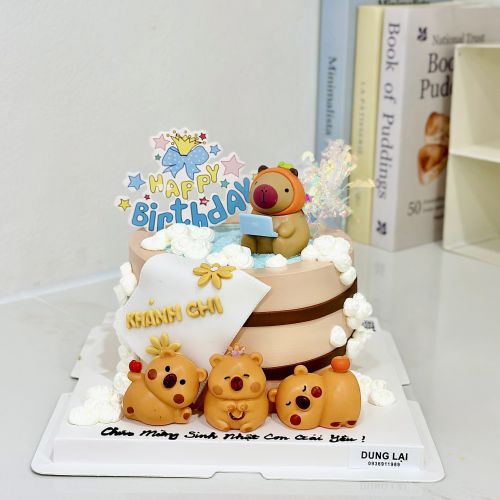 Bánh capybara sz 16, Bánh Sinh Nhật bé trai, Bánh Sinh Nhật bé gái, Bánh Sinh Nhật Capybara - Bánh Sinh Nhật Long Biên