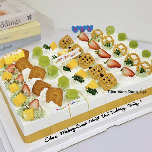 Bánh chữ nhật cắt miếng 40m, Bánh Sinh Nhật Vuông, Bánh Sinh Nhật chữ nhật - Bánh Sinh Nhật Long Biên