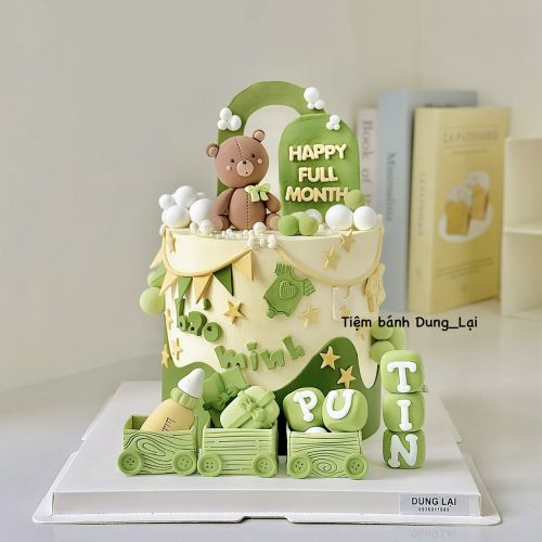 Bánh sinh nhật Gấu tone xanh, Bánh Sinh Nhật Gấu, Bánh Sinh Nhật đầy tháng, Bánh Sinh Nhật fullmonth, Bánh Sinh Nhật bé trai - Bánh Sinh Nhật Long Biên