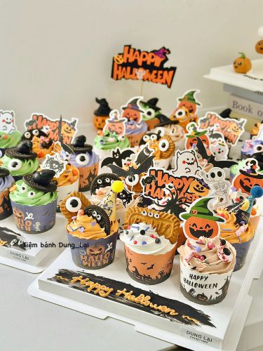 Cupcake halloween tạo hình, Bánh Sinh Nhật Halloween, Bánh Sinh Nhật cupcake - Bánh Sinh Nhật Long Biên