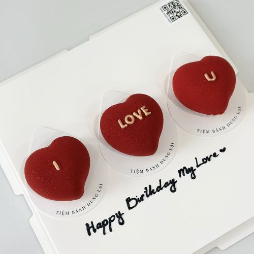Set 3 bánh tim mini, Bánh Sinh Nhật Tim, Bánh Sinh Nhật entremet, Bánh Sinh Nhật set bánh - Bánh Sinh Nhật Long Biên