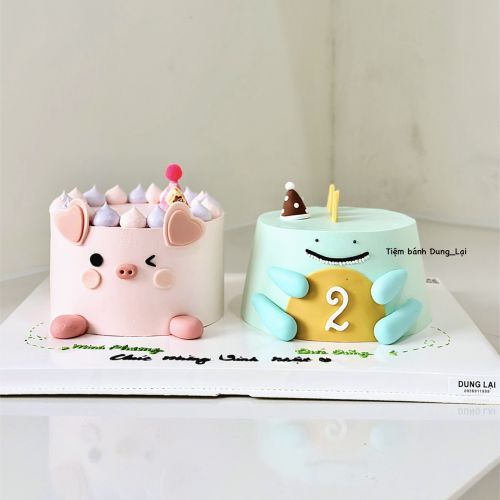 Set bánh đôi khủng long và bé heo sz 16, Bánh Sinh Nhật Set bánh, Bánh Sinh Nhật set đôi, Bánh Sinh Nhật heo, Bánh Sinh Nhật khủng long, Bánh Sinh Nhật bé trai, Bánh Sinh Nhật bé gái - Bánh Sinh Nhật Long Biên