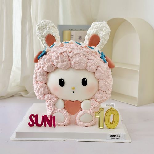 Bánh 2 tầng tạo hình bé thỏ mặc áo cừu, Bánh Sinh Nhật 2 tầng, Bánh Sinh Nhật bé gái, Bánh Sinh Nhật thỏ, Bánh Sinh Nhật cừu - Bánh Sinh Nhật Long Biên
