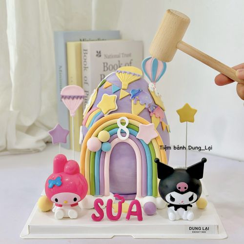 Bánh đập sanrio kurumi, Bánh Sinh Nhật Bánh đập, Bánh Sinh Nhật sanrio, Bánh Sinh Nhật kuromi, Bánh Sinh Nhật bé gái, Bánh Sinh Nhật melody - Bánh Sinh Nhật Long Biên