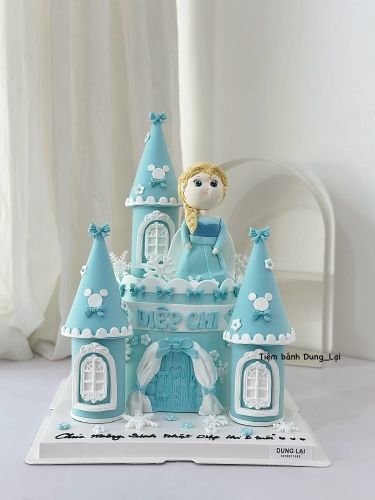 Bánh lâu đài elsa lạnh sz 16 1/2, Bánh Sinh Nhật Lâu đài, Bánh Sinh Nhật elsa, Bánh Sinh Nhật bé gái - Bánh Sinh Nhật Long Biên