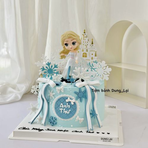 Bánh Elsa lạnh sz20 tone xanh, Bánh Sinh Nhật Elsa, Bánh Sinh Nhật bé gái - Bánh Sinh Nhật Long Biên