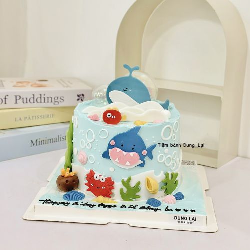 Bánh sinh vật biển sz 16, Bánh Sinh Nhật Baby shark, Bánh Sinh Nhật biển, Bánh Sinh Nhật ocean - Bánh Sinh Nhật Long Biên