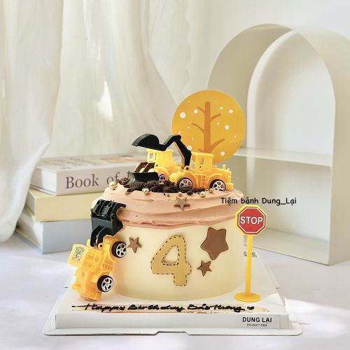 Bánh xe công trình sz 16, Bánh Sinh Nhật Công trình, Bánh Sinh Nhật cần cẩu, Bánh Sinh Nhật máy xúc, Bánh Sinh Nhật bé trai - Bánh Sinh Nhật Long Biên