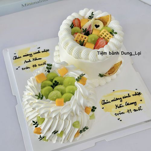 Set 2 bánh kem tươi hoa quả sz 16, Bánh Sinh Nhật Set đôi, Bánh Sinh Nhật set bánh, Bánh Sinh Nhật kem tươi - Bánh Sinh Nhật Long Biên