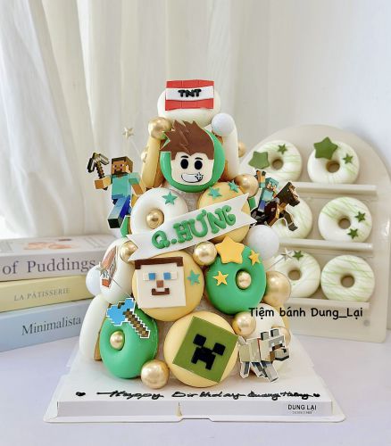Tháp donut roblox minecraft, Bánh Sinh Nhật Tháp bánh, Bánh Sinh Nhật donut, Bánh Sinh Nhật bé trai, Bánh Sinh Nhật roblox, Bánh Sinh Nhật minecraft - Bánh Sinh Nhật Long Biên