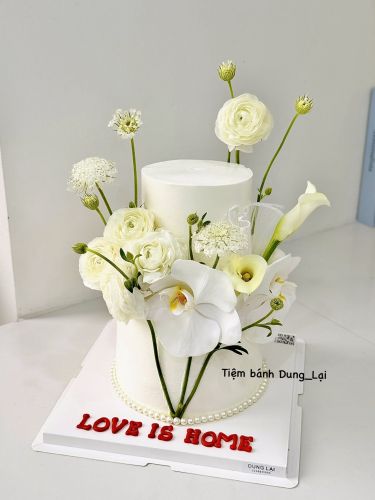 Bánh 2 tầng bánh cưới hoa tươi sz 18-14 dáng cao