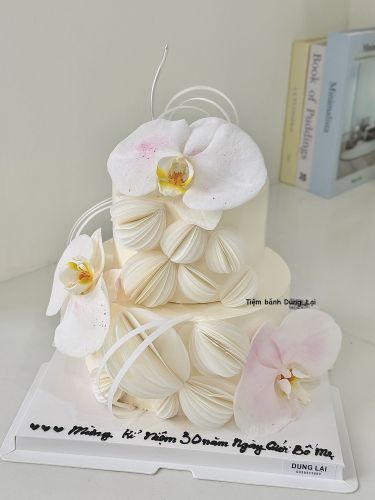 Bánh 2 tầng hoa lan sz 20-14 giấy gạo