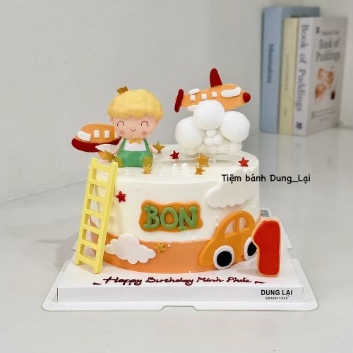 Bánh bé trai tone màu đỏ cam sz 18