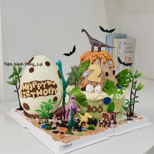 Bánh đập và bánh kem khủng long 2 tầng