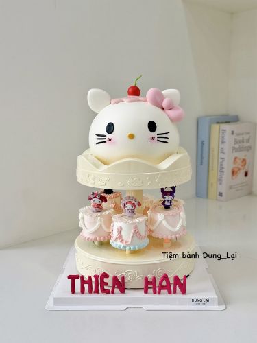 Bánh vòng quay hello kitty tone trắng hồng - Bánh vòng xoay