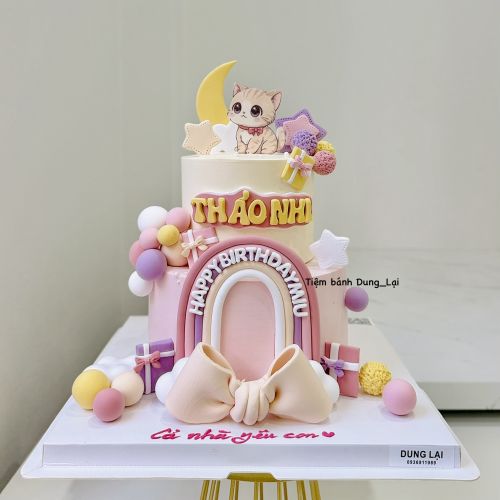 Bánh 2 tầng bé gái cầu vồng 18-12 - Bé gái