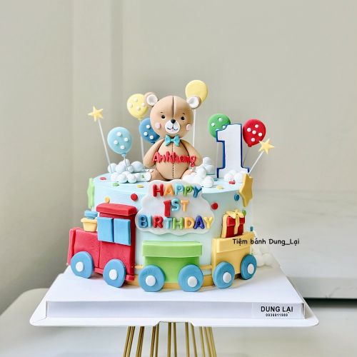 Bánh bé gấu sz 18 - Bé trai