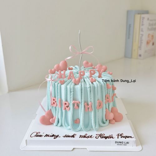 Bánh tone xanh tim hồng sz 16 - Bé gái
