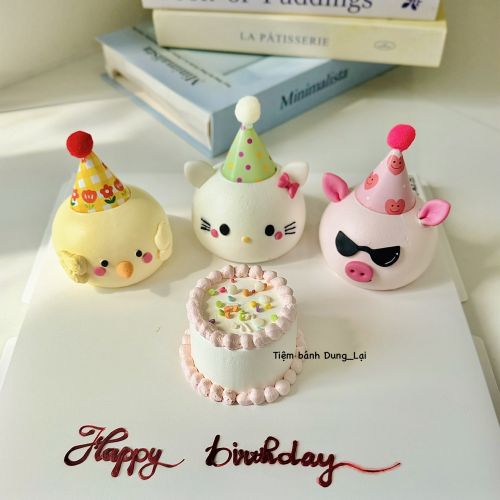 Set 4 bánh tạo hình heo, gà, hello kitty và bánh sinh nhật mini - Tạo hình