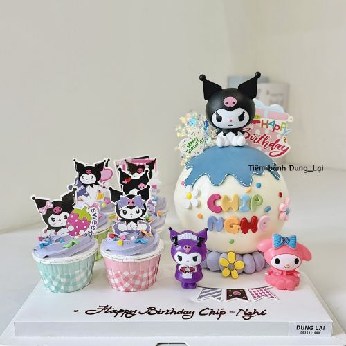 Set bánh đập kuromi và 6 cupcake - Bé gái