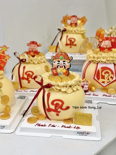 Bánh hũ vàng thần tài sz 12, Bánh Sinh Nhật Thần tài, Bánh Sinh Nhật hũ vàng - Bánh Sinh Nhật Long Biên