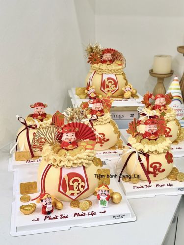 Bánh hũ vàng thần tài sz 16, Bánh Sinh Nhật Thần tài, Bánh Sinh Nhật hũ vàng - Bánh Sinh Nhật Long Biên