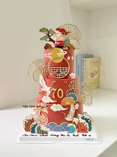 Bánh mừng thọ 3 tầng cụ bà 20-16-12, Bánh Sinh Nhật Mừng thọ, Bánh Sinh Nhật 3 tầng, Bánh Sinh Nhật bánh tầng - Bánh Sinh Nhật Long Biên