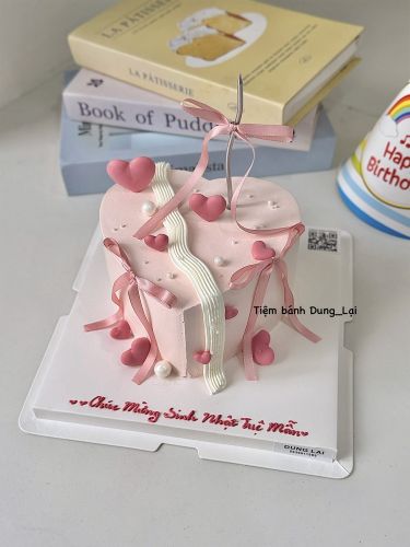 Bánh trái tim hồng sz 16, Bánh Sinh Nhật Trái tim, Bánh Sinh Nhật tim, Bánh Sinh Nhật kem tươi, Bánh Sinh Nhật kem top - Bánh Sinh Nhật Long Biên