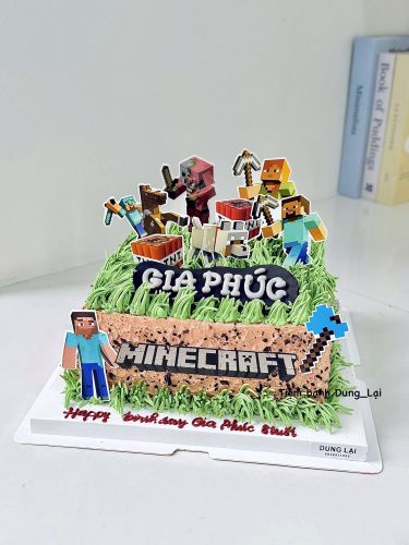 Bánh vuông sz 20 minecraft, Bánh Sinh Nhật Vuông, Bánh Sinh Nhật chữ nhật, Bánh Sinh Nhật bé trai, Bánh Sinh Nhật minecraft - Bánh Sinh Nhật Long Biên
