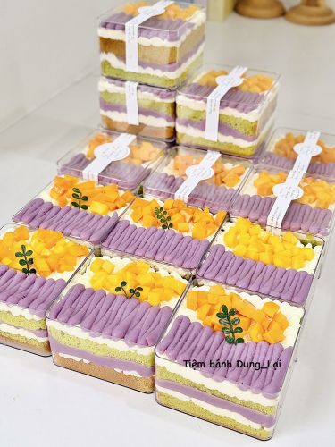Hộp vuông khoai môn lá dứa xoài, Bánh Sinh Nhật Whipping, Bánh Sinh Nhật khoai môn lá dứa, Bánh Sinh Nhật daily cakr - Bánh Sinh Nhật Long Biên