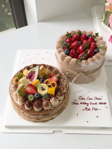 Set 2 bánh crepe ngàn lớp tiramisu và whip choco sz 16, Bánh Sinh Nhật Set đôi, Bánh Sinh Nhật set bánh, Bánh Sinh Nhật crepe, Bánh Sinh Nhật whipping - Bánh Sinh Nhật Long Biên