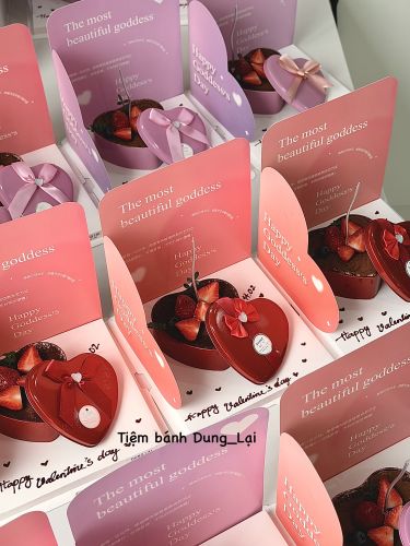 set bánh tiramisu hộp tim 14/2, Bánh Sinh Nhật Tiramisu, Bánh Sinh Nhật valentine - Bánh Sinh Nhật Long Biên