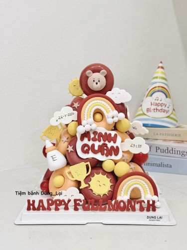 Tháp donut đầy tháng tone đỏ cam vàng, Bánh Sinh Nhật Tháp bánh, Bánh Sinh Nhật tháp donut, Bánh Sinh Nhật bé trai, Bánh Sinh Nhật donut - Bánh Sinh Nhật Long Biên