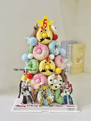 Tháp donut tạo hình 30c, Bánh Sinh Nhật Tháp donut, Bánh Sinh Nhật donut, Bánh Sinh Nhật tháp bánh, Bánh Sinh Nhật tạo hình - Bánh Sinh Nhật Long Biên