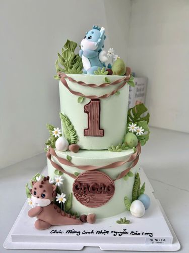 Bánh 2 tầng 20 1/2 - 14 1/2 bé trai khủng long, Bánh Sinh Nhật 2 tầng, Bánh Sinh Nhật bánh tầng, Bánh Sinh Nhật khủng long, Bánh Sinh Nhật bé trai - Bánh Sinh Nhật Long Biên