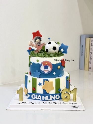 Bánh 2 tầng bóng đá, Bánh Sinh Nhật 2 tầng, Bánh Sinh Nhật bánh tầng, Bánh Sinh Nhật bóng đá, Bánh Sinh Nhật đá bóng, Bánh Sinh Nhật bé trai - Bánh Sinh Nhật Long Biên