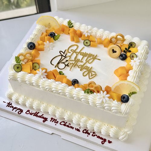 Bánh kem tươi hoa quả chữ nhật, Bánh Sinh Nhật Vuông, Bánh Sinh Nhật chữ nhật, Bánh Sinh Nhật kem top - Bánh Sinh Nhật Long Biên