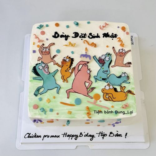 Bánh vuông các hình con ngựa, Bánh Sinh Nhật vuông, Bánh Sinh Nhật chữ nhật, Bánh Sinh Nhật ngựa, Bánh Sinh Nhật bánh vẽ - Bánh Sinh Nhật Long Biên