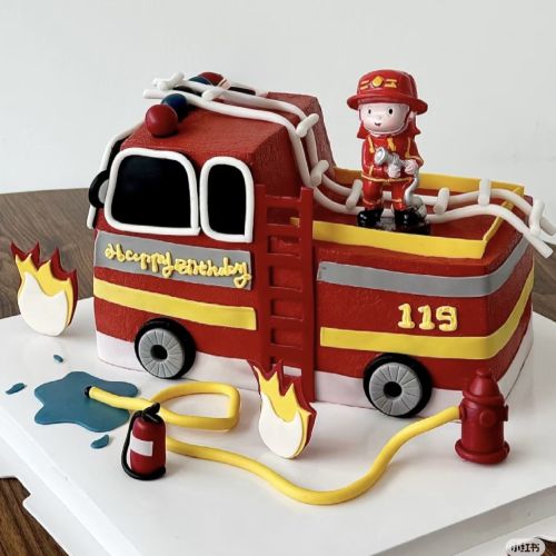 Xe cứu hoả, Bánh Sinh Nhật Cứu hoả, Bánh Sinh Nhật bé trai, Bánh Sinh Nhật ô tô, Bánh Sinh Nhật tạo hình - Bánh Sinh Nhật Long Biên
